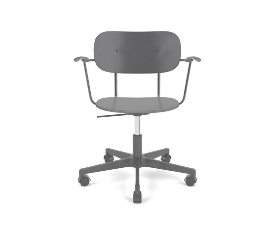 Co Task Chair W. Armrest | Star Base w. Casters, Black Aluminium | Veneer Seat and Back | Black Oak | Sgabelli girevoli | Audo Copenhagen