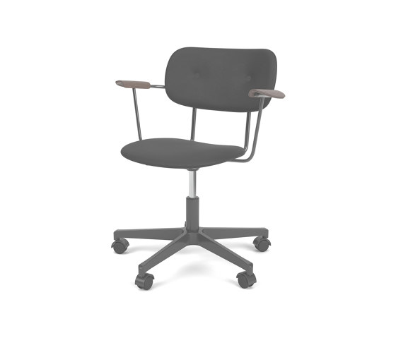 Co Task Chair W. Armrest | Star Base w. Casters, Black Aluminium | Veneer Seat and Back | Sierra - Black, 1001 | Dark Stained Oak | Taburetes de oficina | Audo Copenhagen