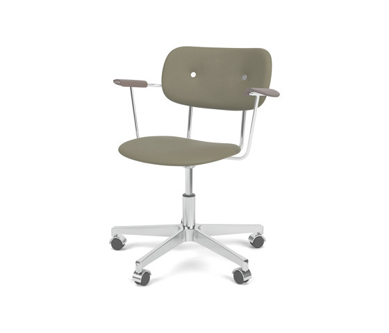 Co Task Chair W. Armrest | Star Base w. Casters, Polished Aluminium | Fully Upholstered | Sierra - Army, 0441 | Dark Stained Oak | Arbeitshocker | Audo Copenhagen