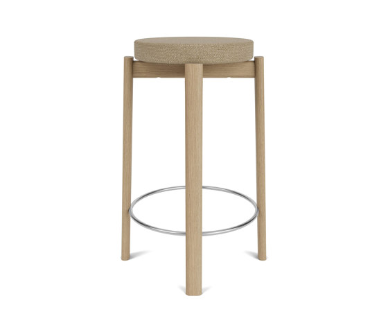 Passage Counter Stool, Natural Oak Base, Upholstered Seat, Steel Ring | Audo Bouclé - Beige, 02 | Counterstühle | Audo Copenhagen