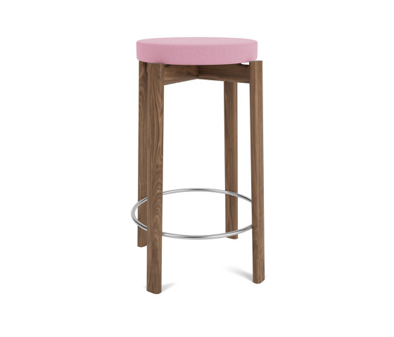 Passage Counter Stool, Walnut Base, Upholstered Seat, Steel Ring | Vidar - Pink, 0526 | Counter stools | Audo Copenhagen