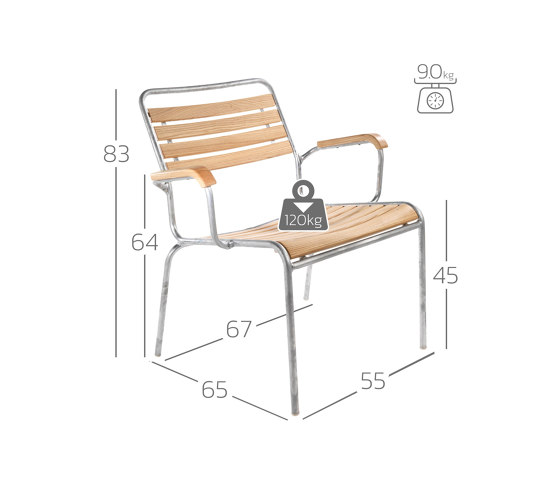 Lounger à lattes Rigi avec accoudoir | Fauteuils | Schaffner AG