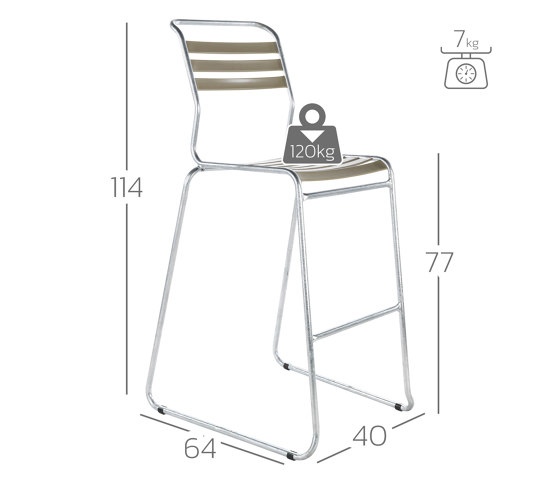 slatted skid bar stool Säntis without armrest | Bar stools | Schaffner AG