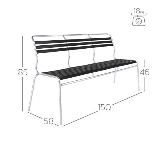 Slatted three-seater bench Säntis without armrest | Bancos | Schaffner AG