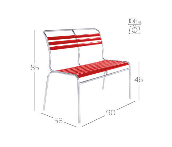 Slatted two-seater bench Säntis without armrest | Bancos | Schaffner AG