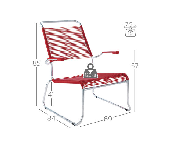 Säntis Kufen-Lounger Spaghetti mit Armlehne (hohe Rückenlehne) | Sessel | Schaffner AG