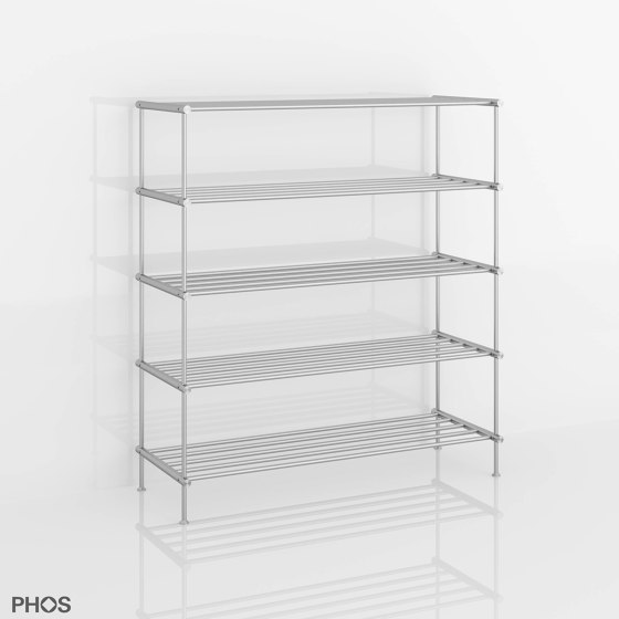 Free-standing bathroom shelf made of stainless steel - 80 cm wide, 90 cm high, 5 levels, high-quality & timeless | Shelving | PHOS Design
