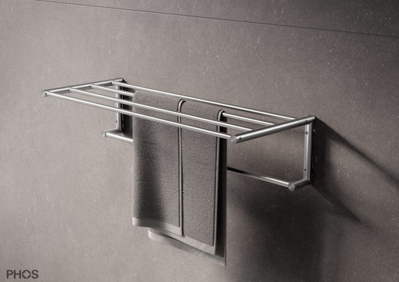 High-quality towel rack with shelf, timelessly modern - 80 cm wide | Towel rails | PHOS Design