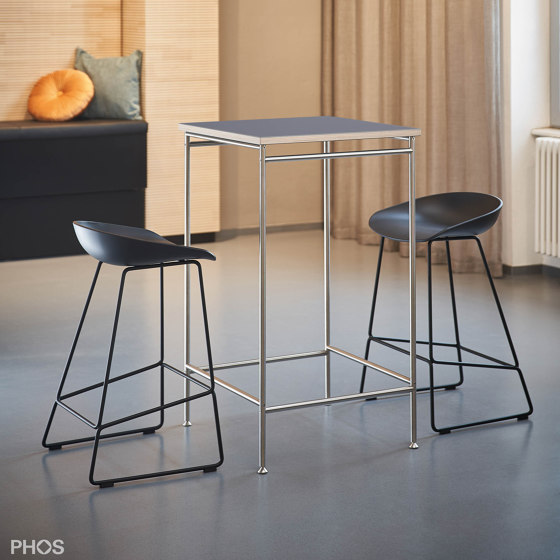 Table haute avec plateau en linoléum gris 60x60x105 cm | Tables d'appoint | PHOS Design