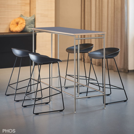 Table haute large avec plateau en linoléum gris 150x60x105 cm | Tables d'appoint | PHOS Design