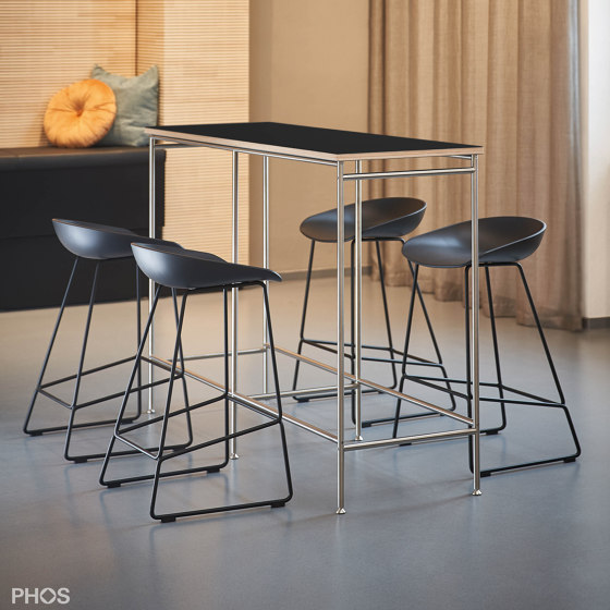 Tavolo bar largo con piano nero 150x60x105 cm | Tavolini alti | PHOS Design