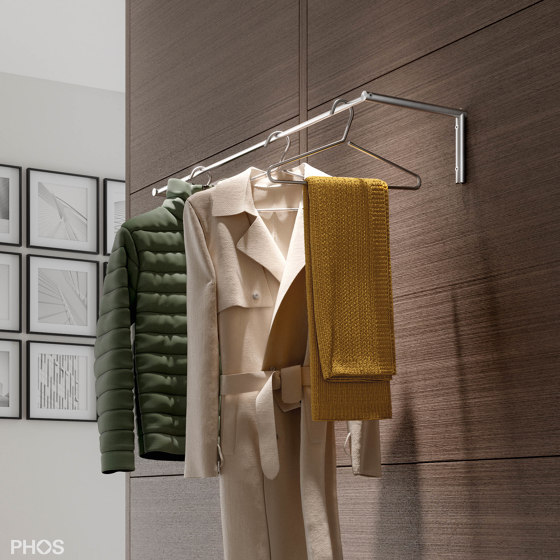 Wall coat rack with full-length clothes rail - 60 cm wide | Coat racks | PHOS Design