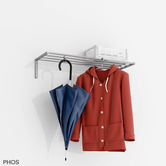 Wandgarderobe mit 4 Kleiderstangen - 60 cm breit | Garderoben | PHOS Design