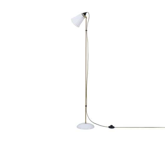 Hector Pleat Medium Floor Light, Satin Brass, Natural, with Grey Cable | Lámparas de pie | Original BTC