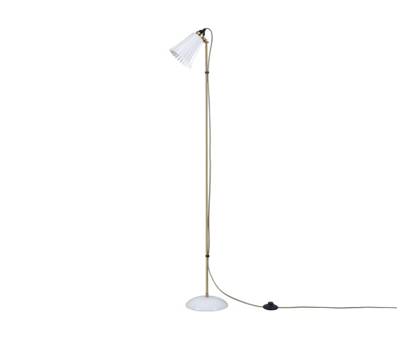 Hector Pleat Medium Floor Light, Satin Brass, Natural, with Grey Cable | Lámparas de pie | Original BTC