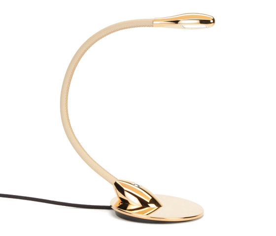 Cirrus Table Light, gold plated with beige leather | Table lights | Original BTC