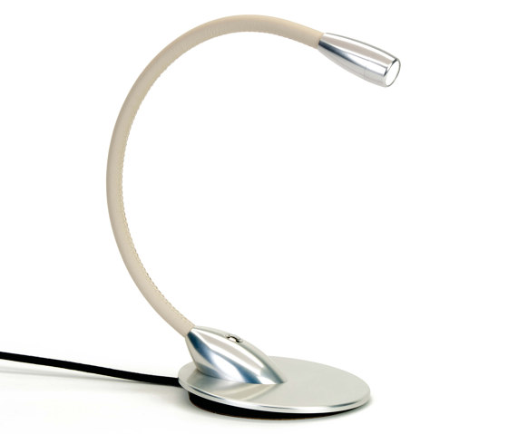 Jet Stream Table Light, clear anodised with off white leather | Luminaires de table | Original BTC