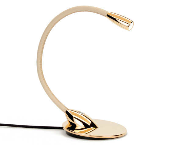 Jet Stream Table Light, gold plated with beige leather | Luminaires de table | Original BTC