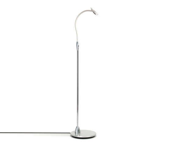 Maestro Floor Light, clear anodised with off white leather | Free-standing lights | Original BTC