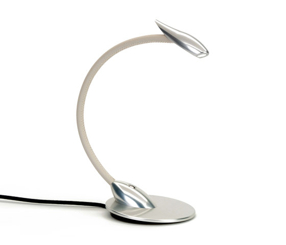 Maestro Table Light, clear anodised with off white leather | Lámparas de sobremesa | Original BTC