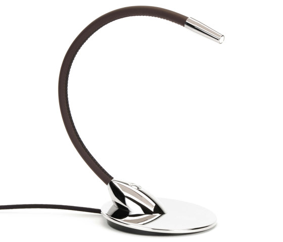 Nimbus Table Light, polished nickel with chocolate brown leather | Luminaires de table | Original BTC