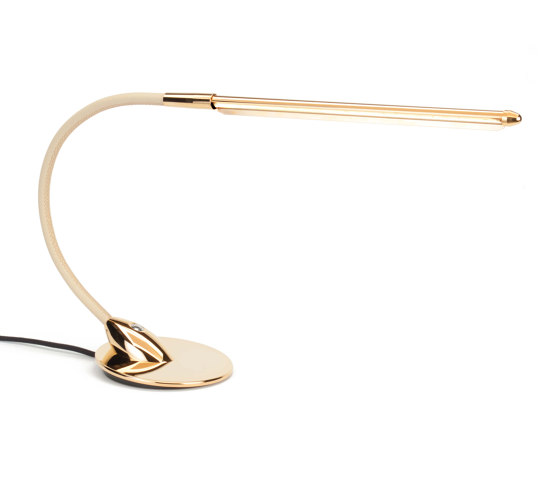 Wand Table Light, gold plated with beige leather | Lampade tavolo | Original BTC