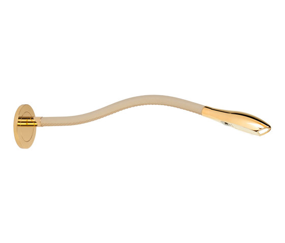 Zonda Escutcheon Light, gold plated with beige leather | Lampade parete | Original BTC