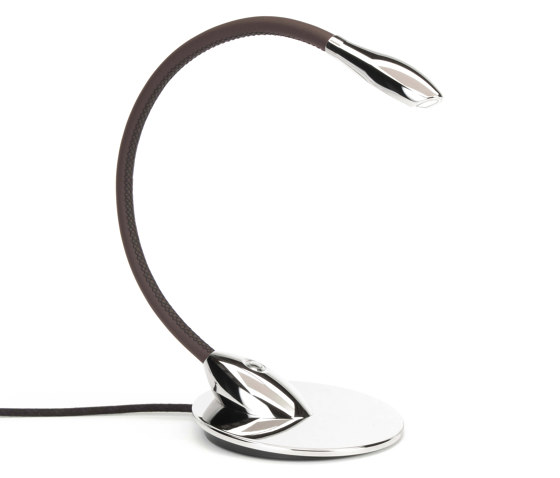 Zonda Table Light, polished nickel with chocolate brown leather | Table lights | Original BTC