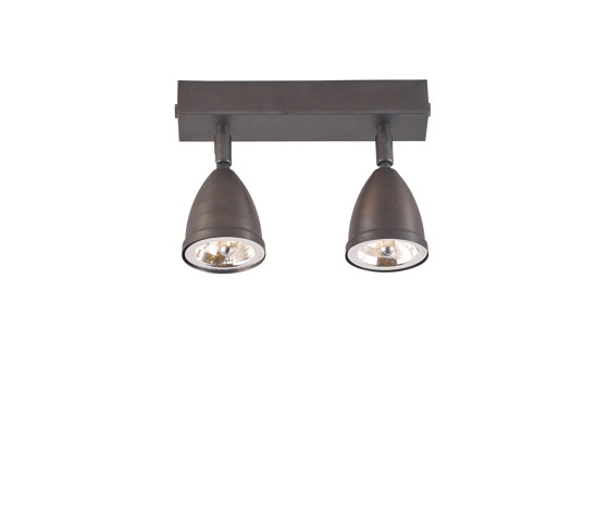 Whitby Double Spotlight, Weathered Brass, with shade and integral driver | Ceiling lights | Original BTC