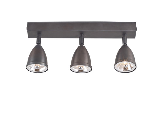 Whitby Triple Spotlight, Weathered Brass, with shade and integral driver | Ceiling lights | Original BTC