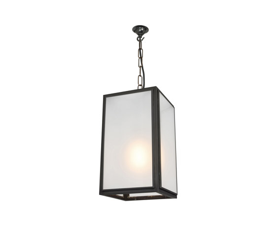 Small Square Pendant, External Glass, Weather Brass, Frosted | Suspended lights | Original BTC