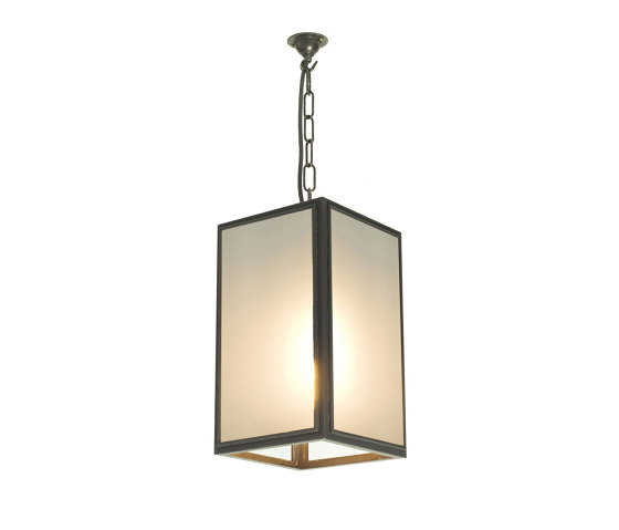 Medium Square Pendant, External Glass, Weather Brass, Frosted Glass | Lámparas de suspensión | Original BTC