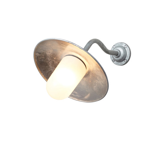 Exterior Bracket Light, Canted, Round, Galvanised, Frosted Glass | Wall lights | Original BTC