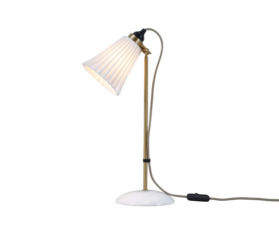 Hector Pleat Table Light, Satin Brass, Natural, with Grey Cable | Lámparas de sobremesa | Original BTC