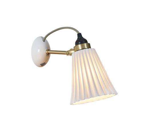 Hector Pleat Medium Wall Light, Satin Brass, Natural, with Grey Cable | Lámparas de pared | Original BTC