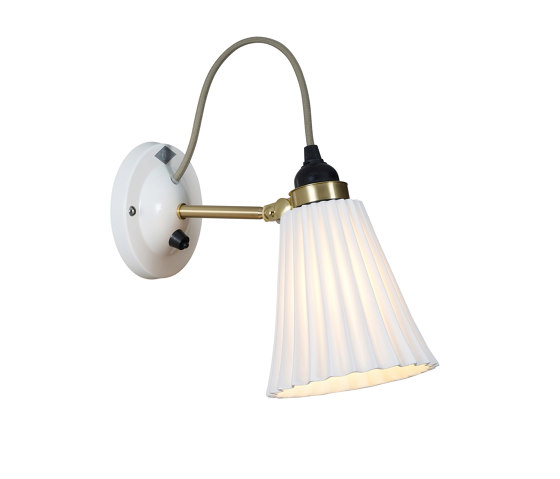 Hector Pleat Medium Wall Switched, Satin Brass, Natural, with Grey Cable | Lampade parete | Original BTC