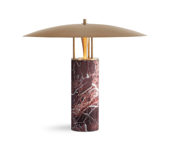 Luna | Table - Antique Brass & Red Marble | Lampade tavolo | J. Adams & Co