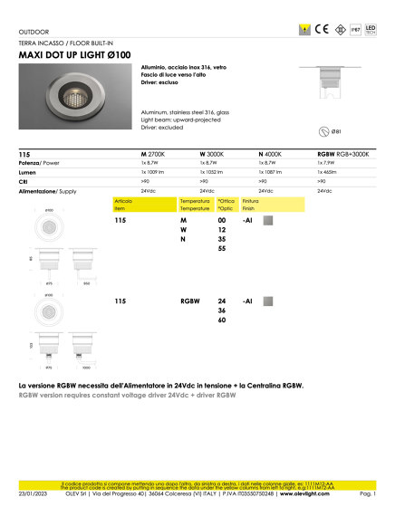 Maxi Dot Up Light | Lampade outdoor incasso pavimento | OLEV