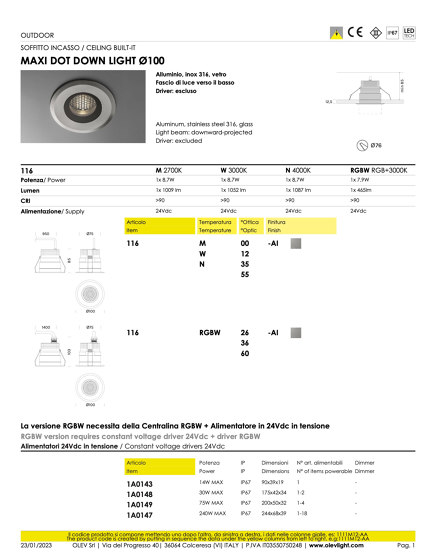 Maxi Dot Down Light | Lámparas empotrables de techo | OLEV