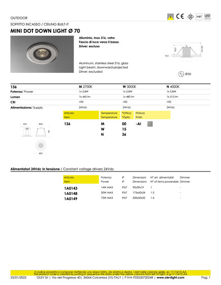 Mini Dot Down Light | Lámparas empotrables de techo | OLEV