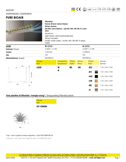 Pure BioAir | Lámparas de suspensión | OLEV