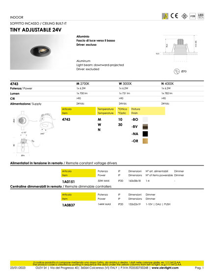 Tiny Adjustable | Plafonniers encastrés | OLEV