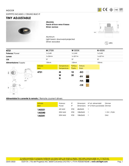 Tiny Adjustable | Plafonniers encastrés | OLEV