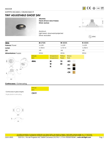 Tiny Adjustable Ghost | Lámparas empotrables de techo | OLEV