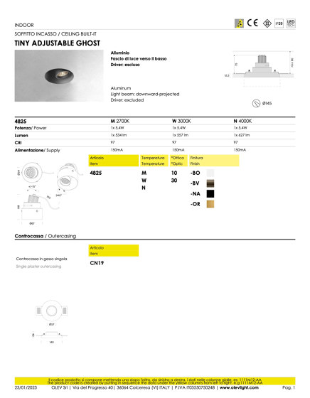 Tiny Adjustable Ghost | Lámparas empotrables de techo | OLEV