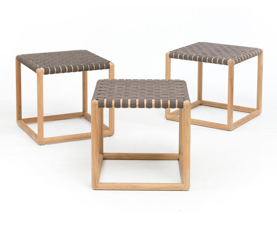 Roberto Stool 49x49cm - Natural Teak | Poufs / Polsterhocker | Design Pergola