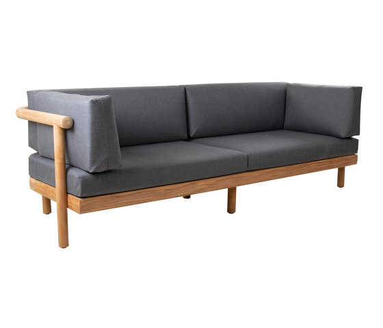 Vera Teak 3-Seater Sofa - Natural Teak - Grey Cushions | Sofas | Design Pergola