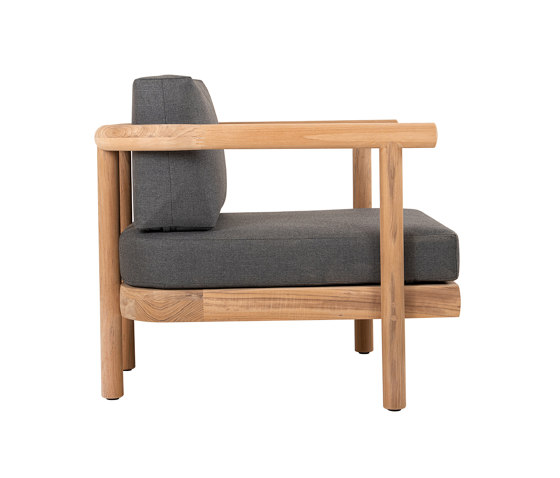 Vera Teak Lounge Chair - Natural Teak - Grey Cushions | Armchairs | Design Pergola