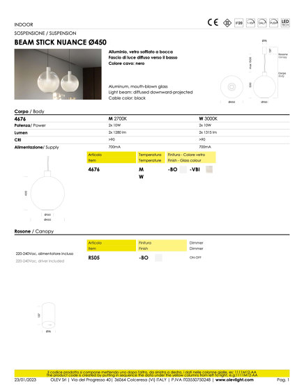 Beam Stick Nuance 450 | Pendelleuchten | OLEV