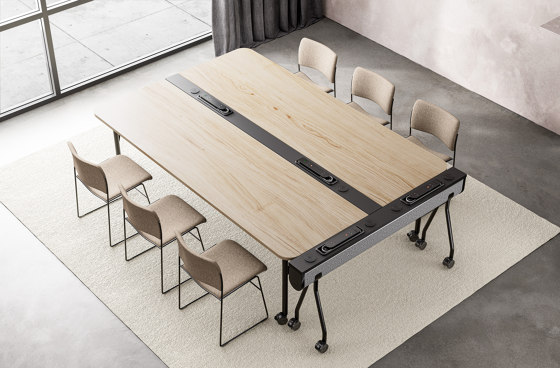 DOUBLE FOLDING WORKBENCH WITH ELECTRIFICATION | Tables collectivités | HOWE